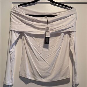 Babaton Aritzia NWT White Off-Shoulder Long Sleeve Top